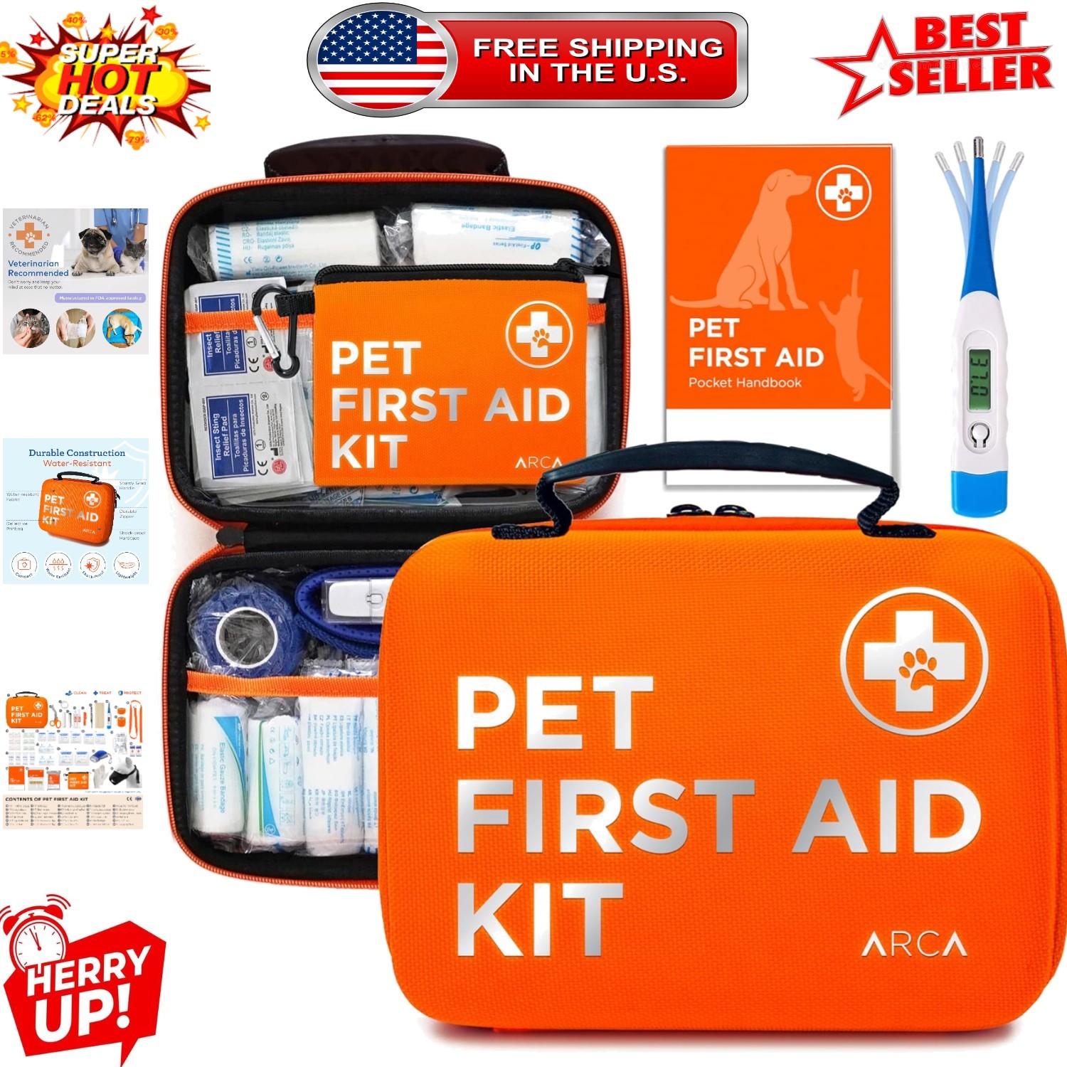 Vet-Endorsed Pet Emergency Kit with 75 Supplies – Perfect for Camping & Home