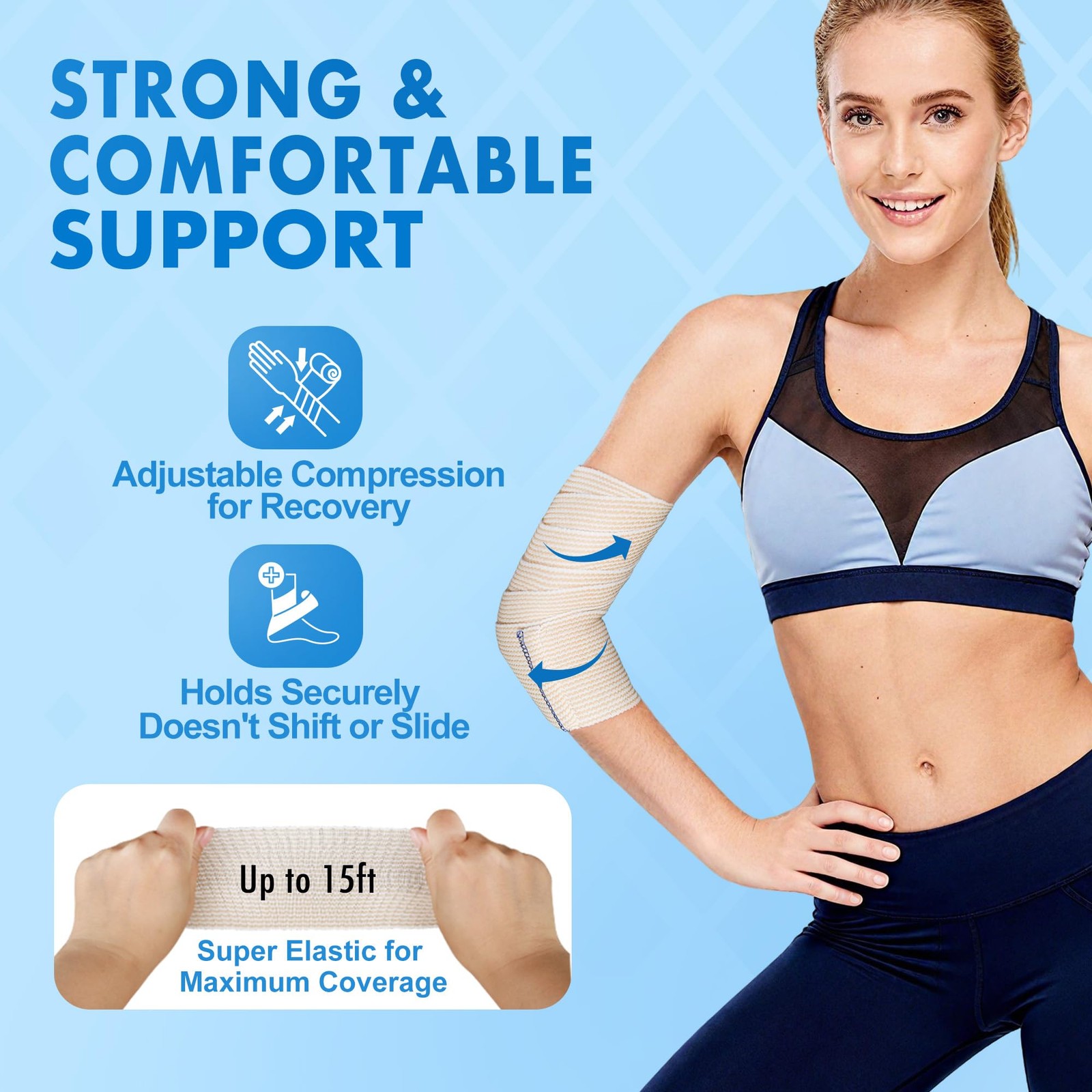 LotFancy Elastic Bandage Wrap, 4 Pack 6 Inch 6 x 15 Feet (Stretched)