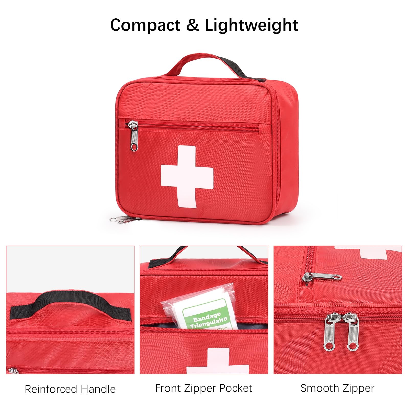 First Aid Bag Empty Emergency Treatment Medical Bags Multi-Pocket for Home Sc…