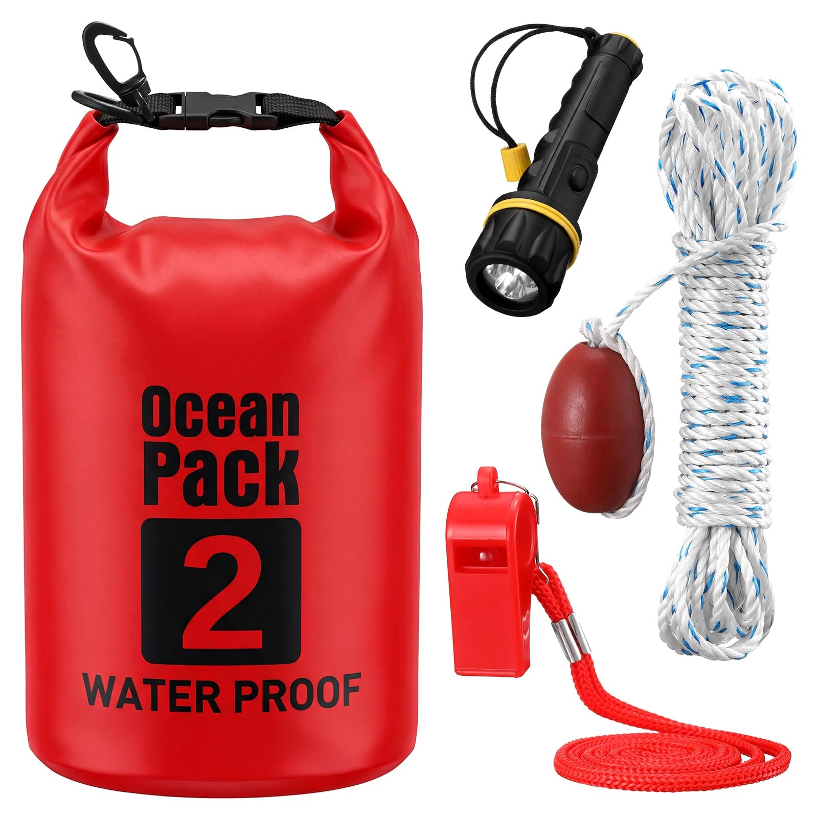 Boat Safety Kit Boat Essentials Kit Include 2L Waterproof Dry Bag LED Flashli…