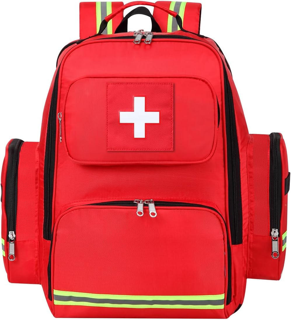Large Red Waterproof First Aid Backpack Durable for Travel & Outdoor Activities