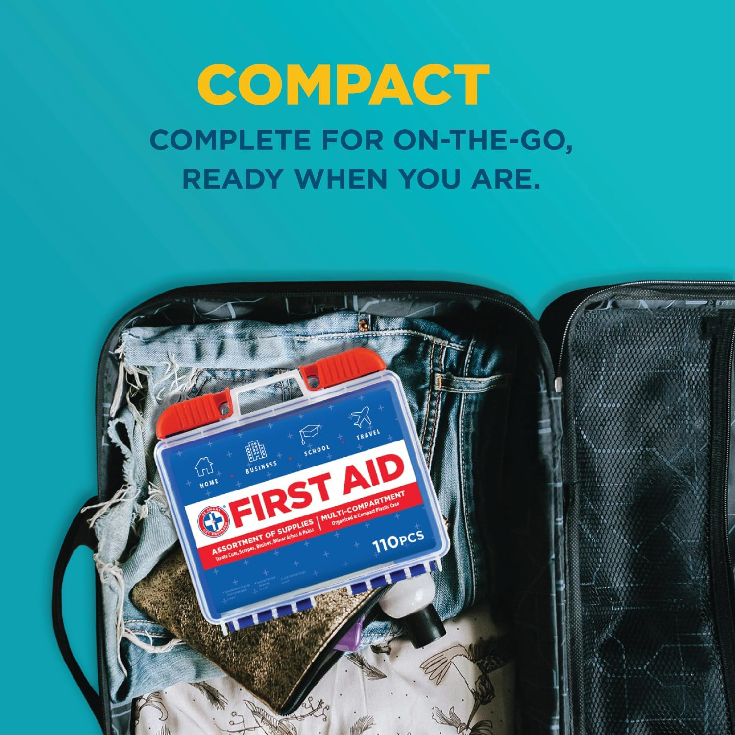 110 pc First Aid Kit Clean, Treat, Protect Minor Cuts Packaging may vary