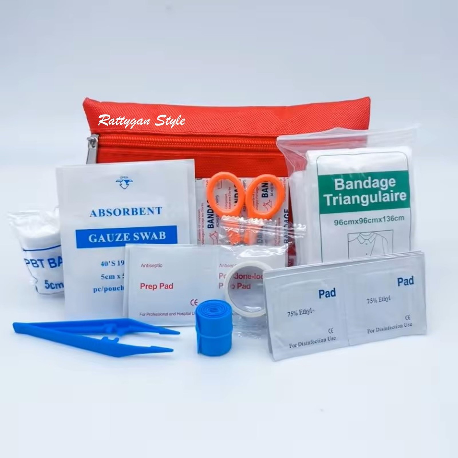 Rattygan Style Travel Survival First Aid Emergency Kit – 95 20cm x 14cm, Red