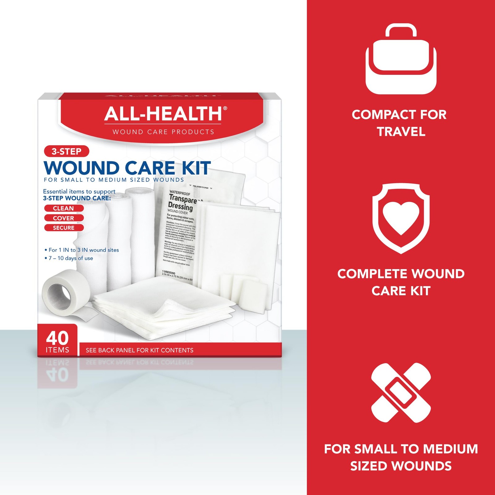 All Health Wound Care Kit & First Aid Supplies, 40 Piece | for 40 Set