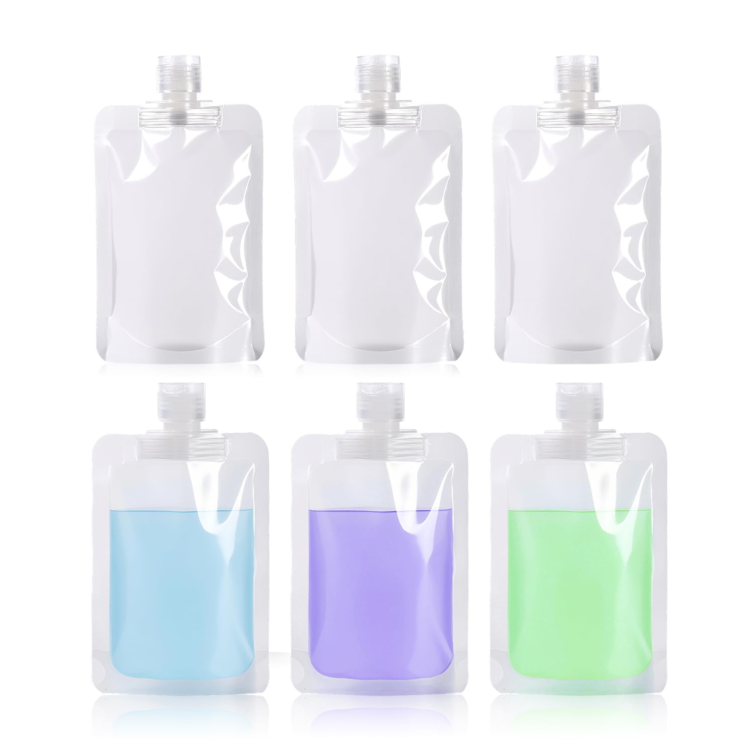 TYLEMAI 6 Pack Travel Pouches for Toiletries, 100ml/3.51fl oz Fluid Clear