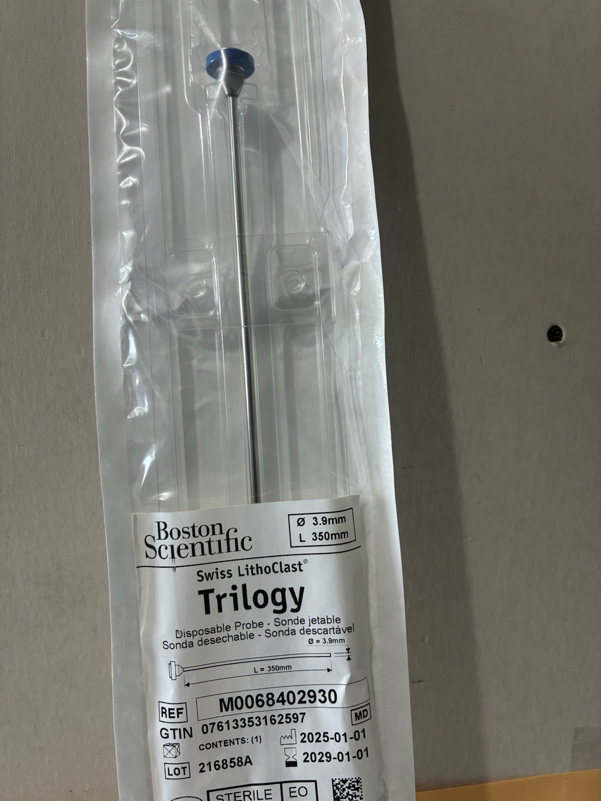 Boston Scientific M0068402930 Swiss LithoClast Trilogy Disposable Probe Exp 2029