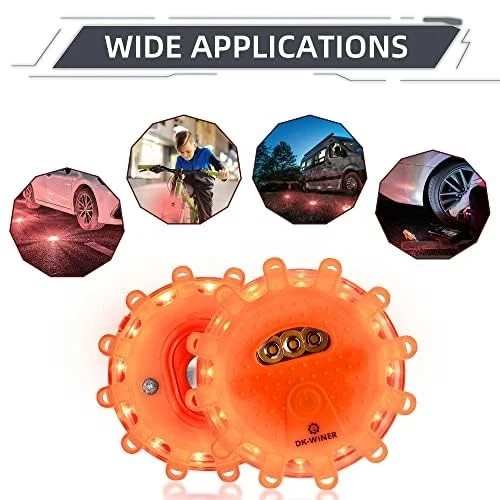 LED Road Flares 6 Pack Emergency Roadside Car Boat Kit Magnetic Base 9 FlashMods