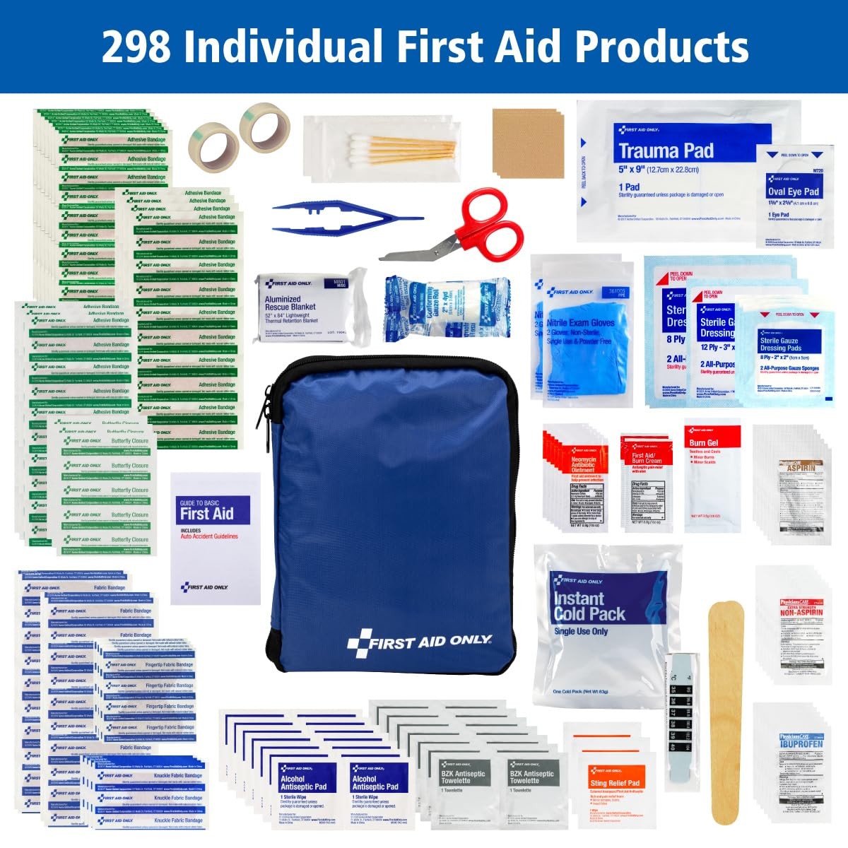 First Aid Only 298 Piece All-Purpose Emergency 298 Pieces, Multicolored