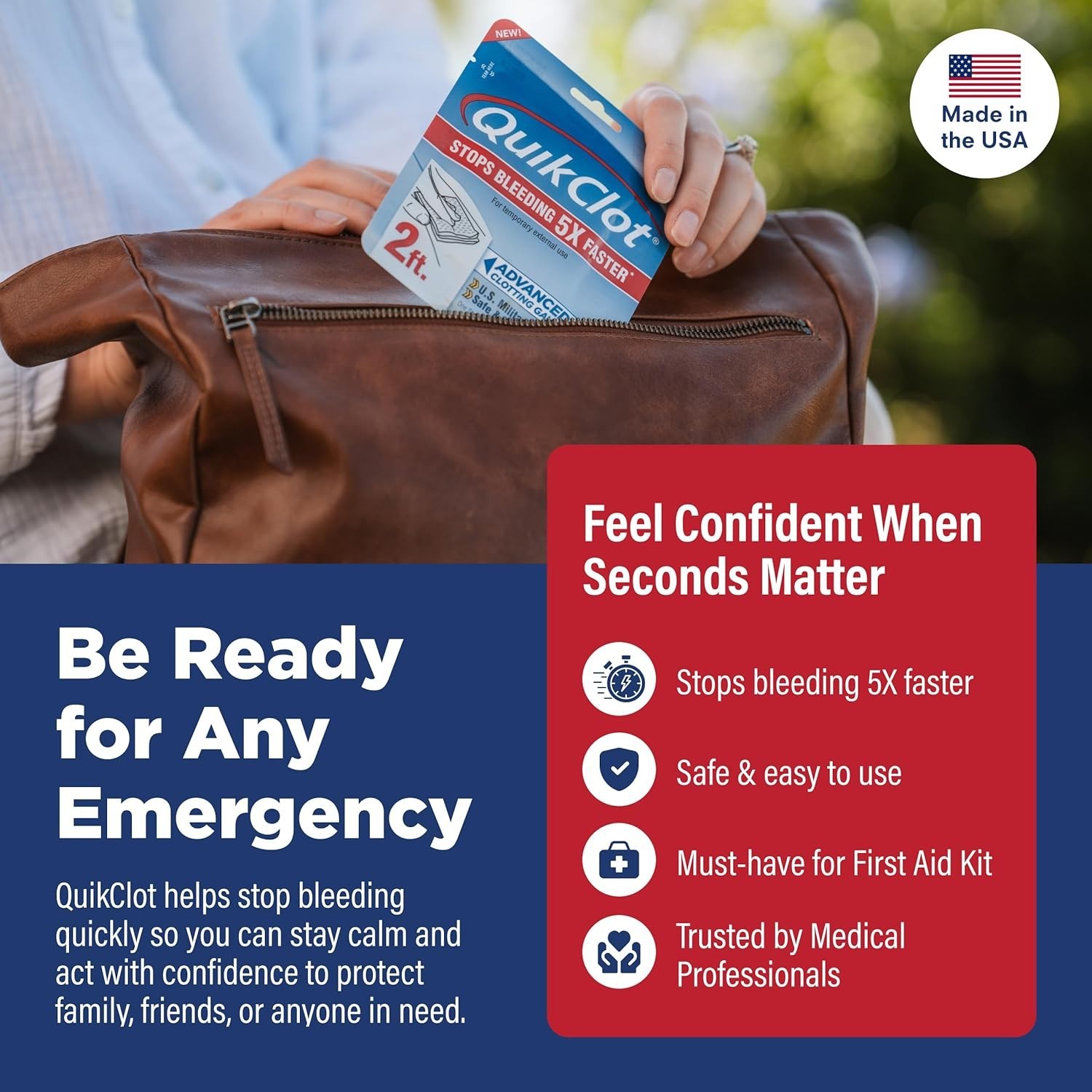 QuikClot Advanced Clotting Gauze 3×24 – Stops Bleeding 5X Faster in Emergencies