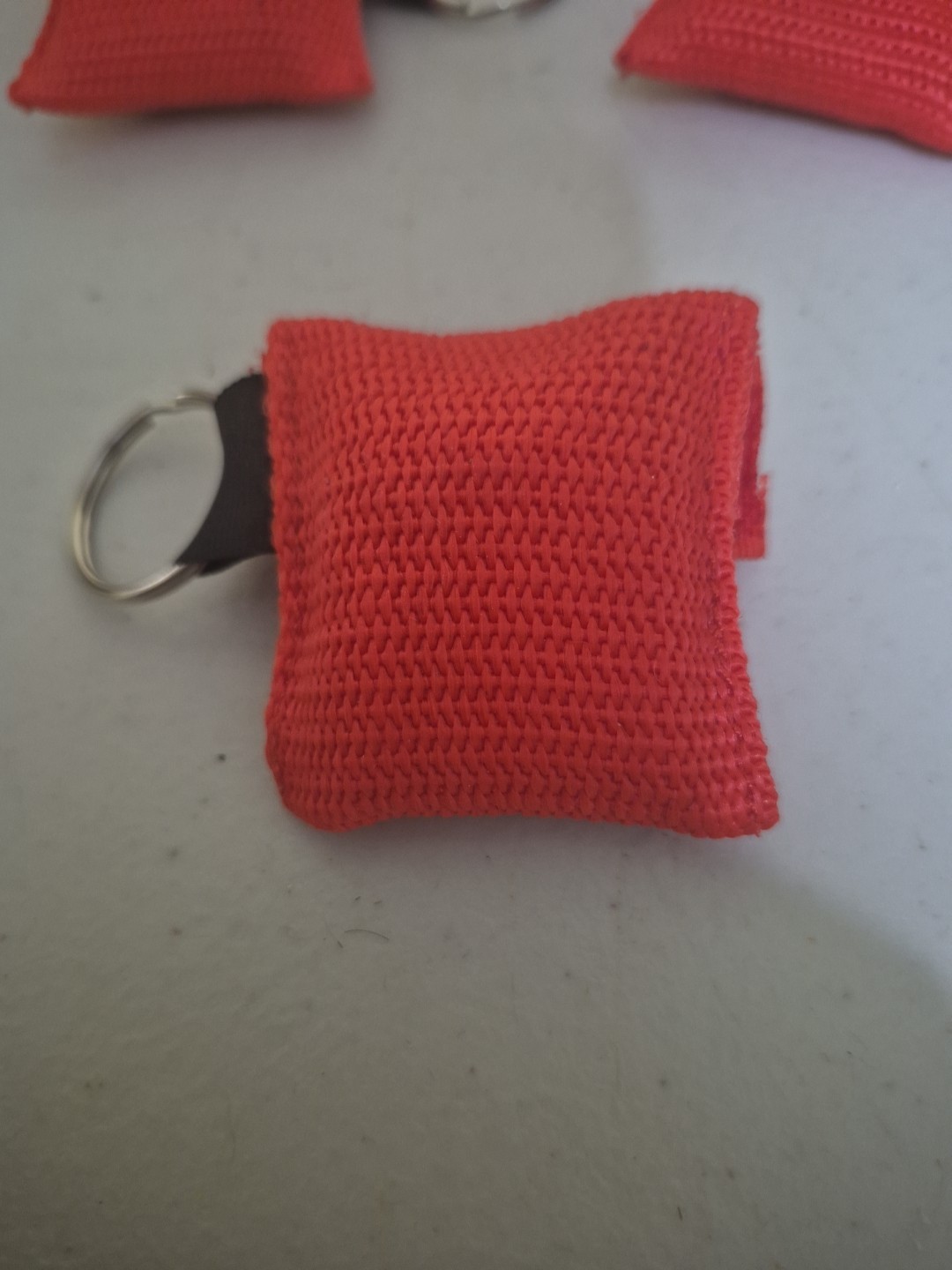 3 Red CPR Face Shield Pocket Mask with Keychain imprinted CPR 30:2