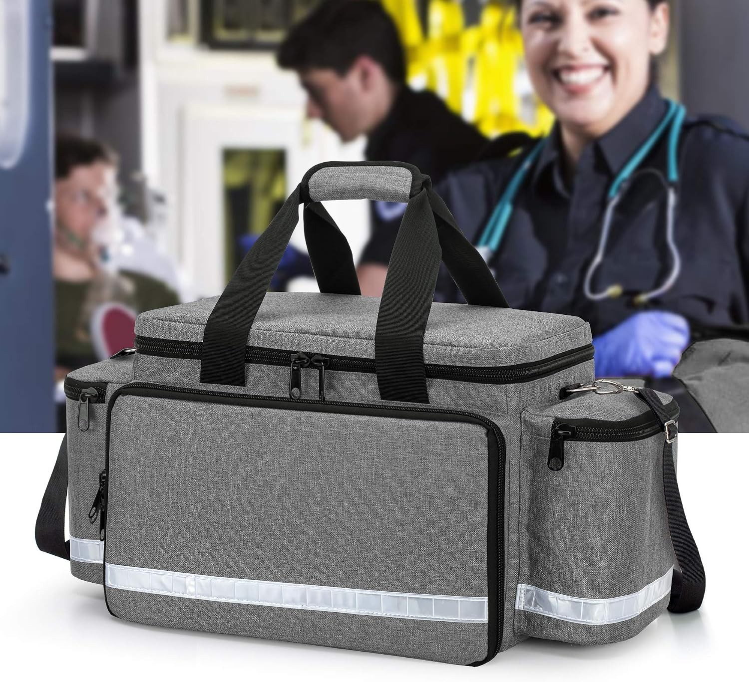 Professional Medical Bag, First Aid Storage Bag, Empty Emergency Responder Traum