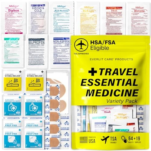 EVERLIT CARE Travel Essential Medicine First Aid Kit I Bonus Refill Pack