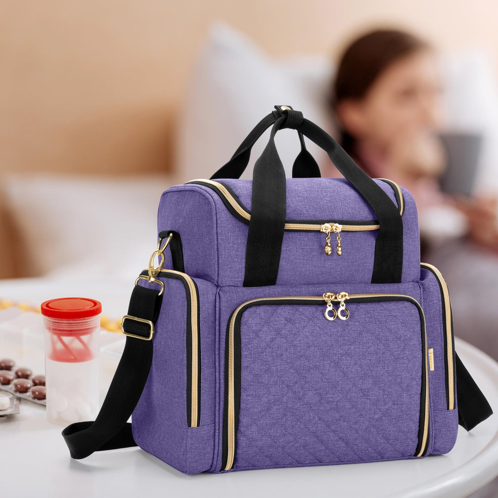 Large Medicine Bag with 2 Removable Cases, Medicine Storage Bag with Multiple…