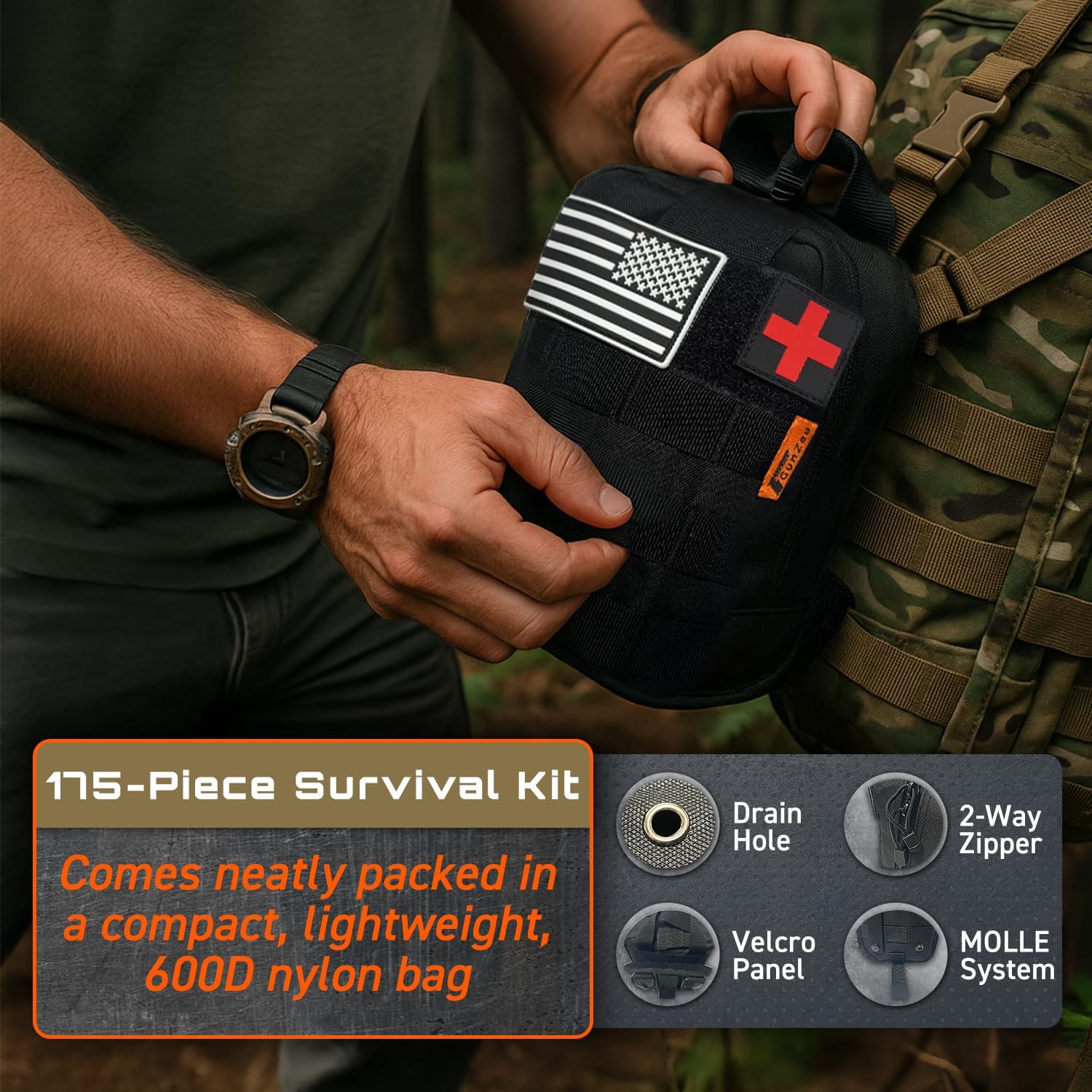Survival First Aid Kit Medical Emergency Military Trauma Bag Tactical IFAK Molle
