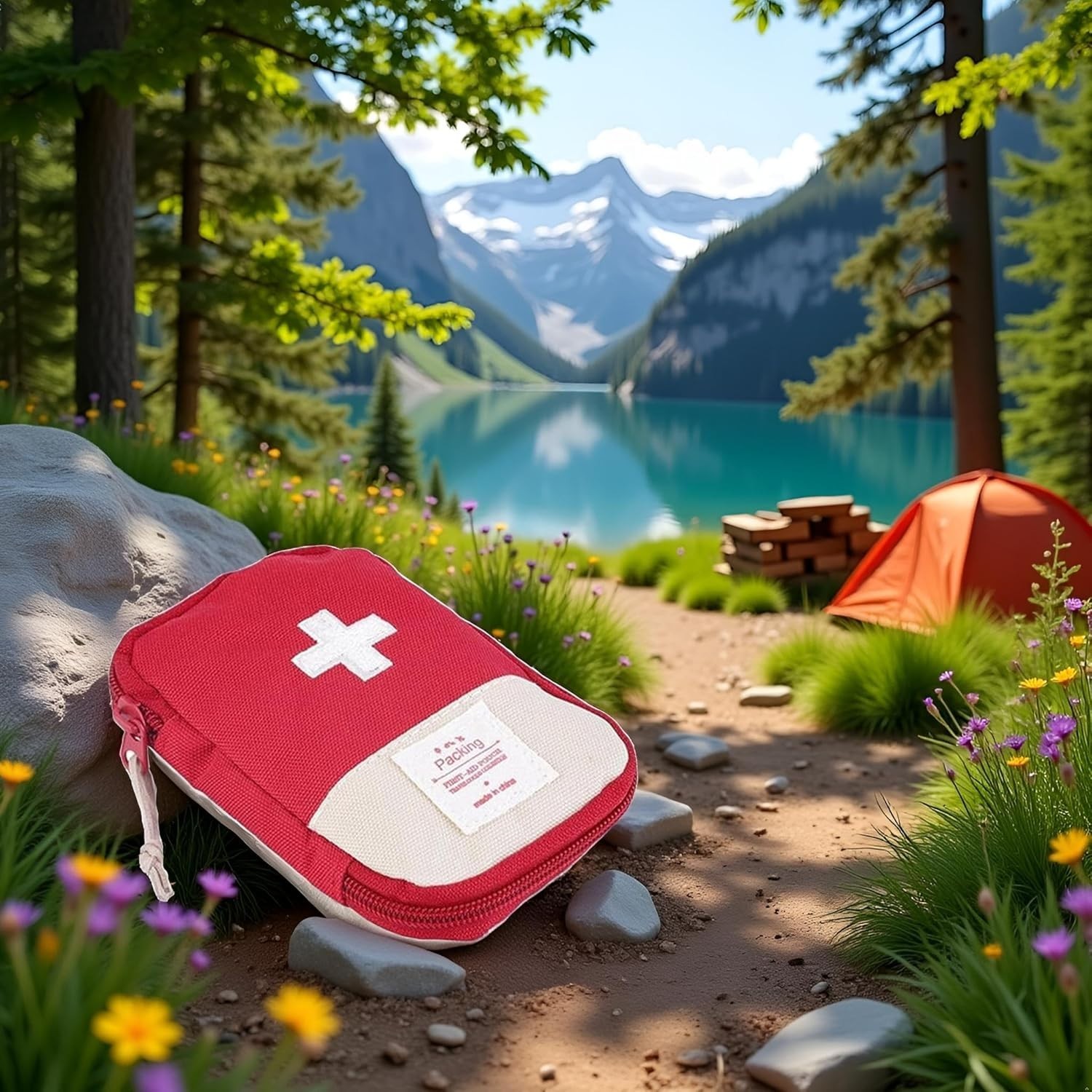 Compact Red First Aid Kit Bag – Essential Emergency Pouch for Outdoor Adventures