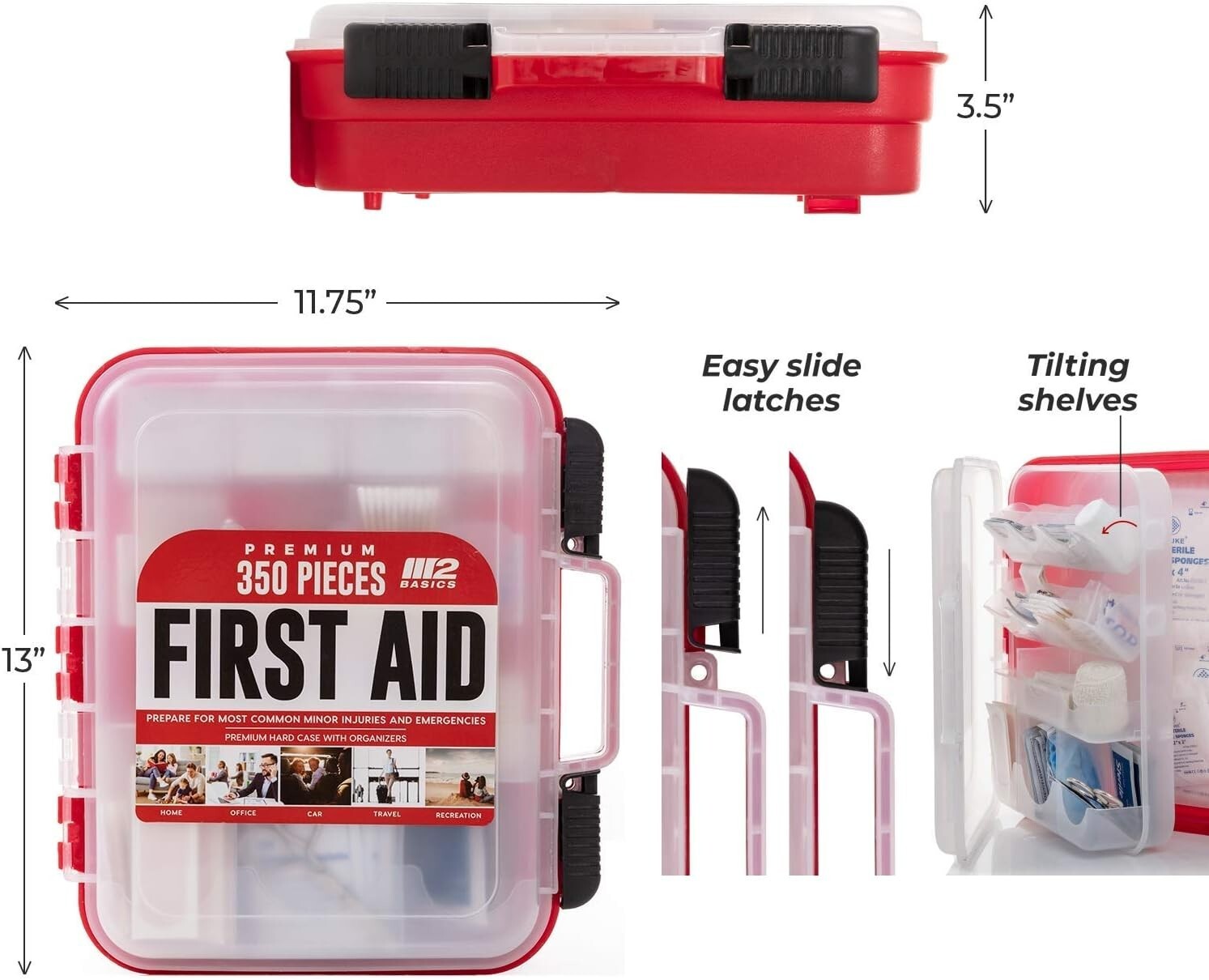 350 Piece Professional First Aid Kit | Wall Mountable, Durable & Comprehensive