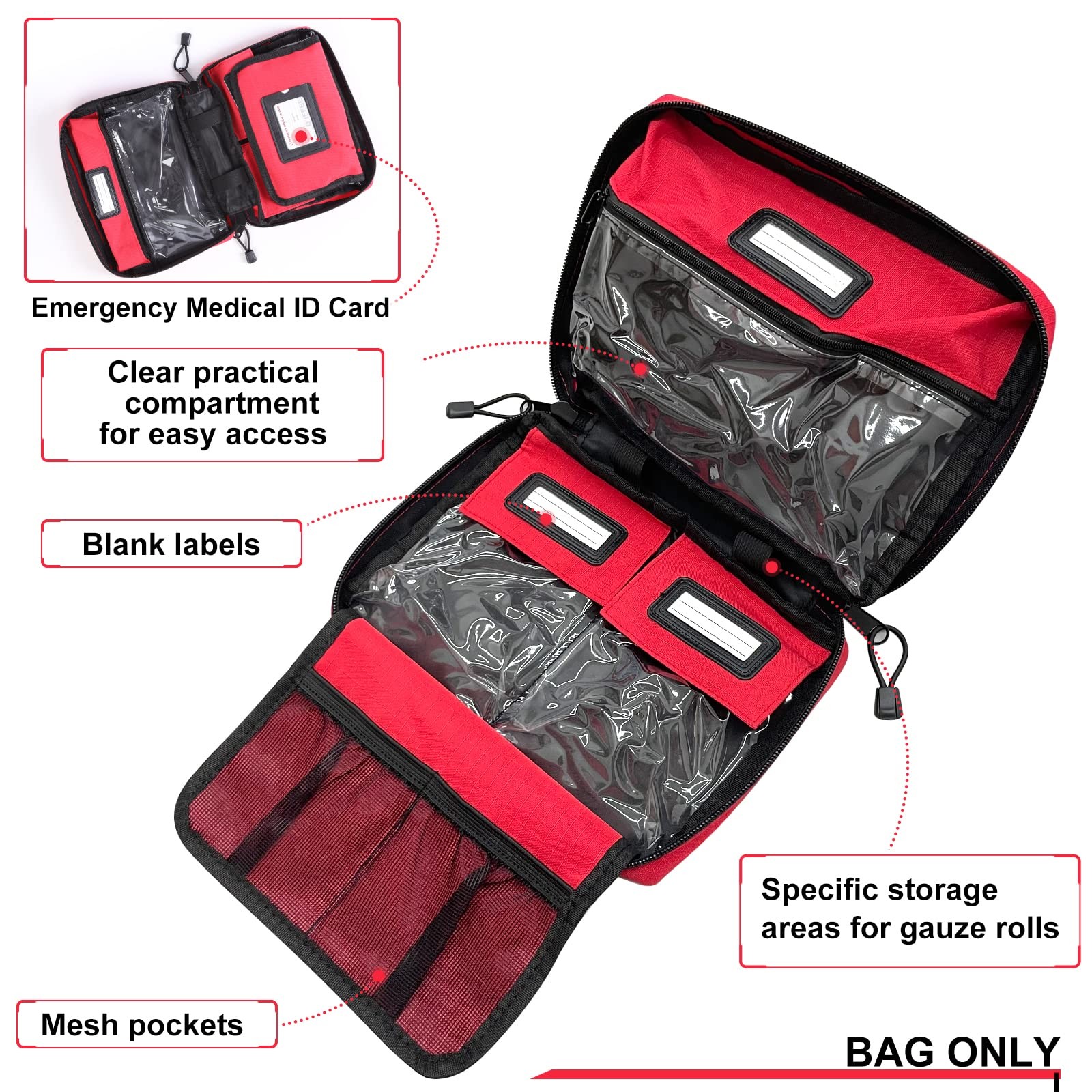 First Aid Bags Empty, Compact Trifold Emergency Medical bag for Camping Hikin…