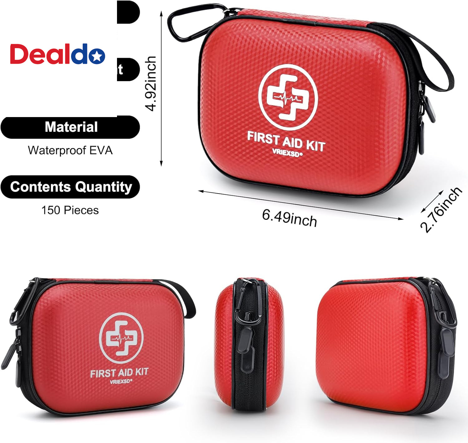 Mini First Aid Kit – 150 Piece Small Waterproof Hard Shell Medical Kit for Home,