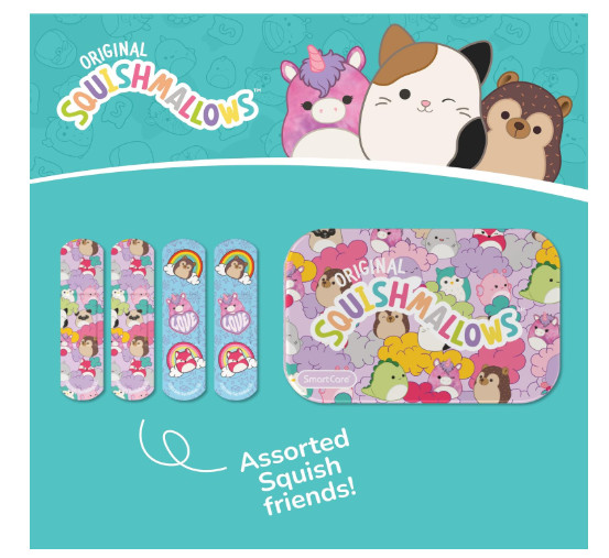 Smart Care Squishmallows Kids First Aid Kit 33PC Travel Bandages Tin Case Wipes