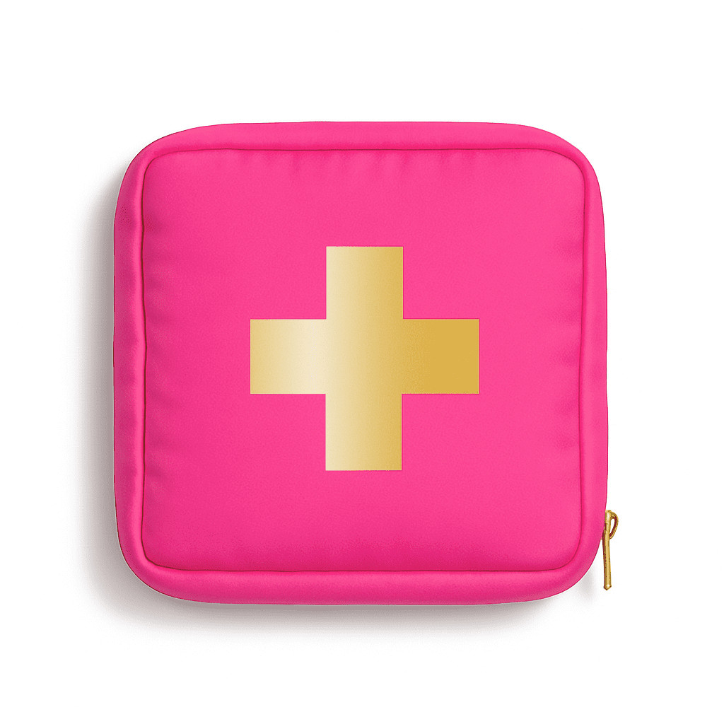 BLINGSTING Car First Aid Kit – 90 Pieces Included,Pink,1 Count,5 in x 5 in 2 in