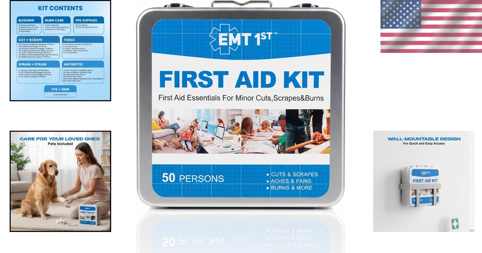 Durable 272-Piece First Aid Kit – Essential Supplies for Home, Car, and Camping