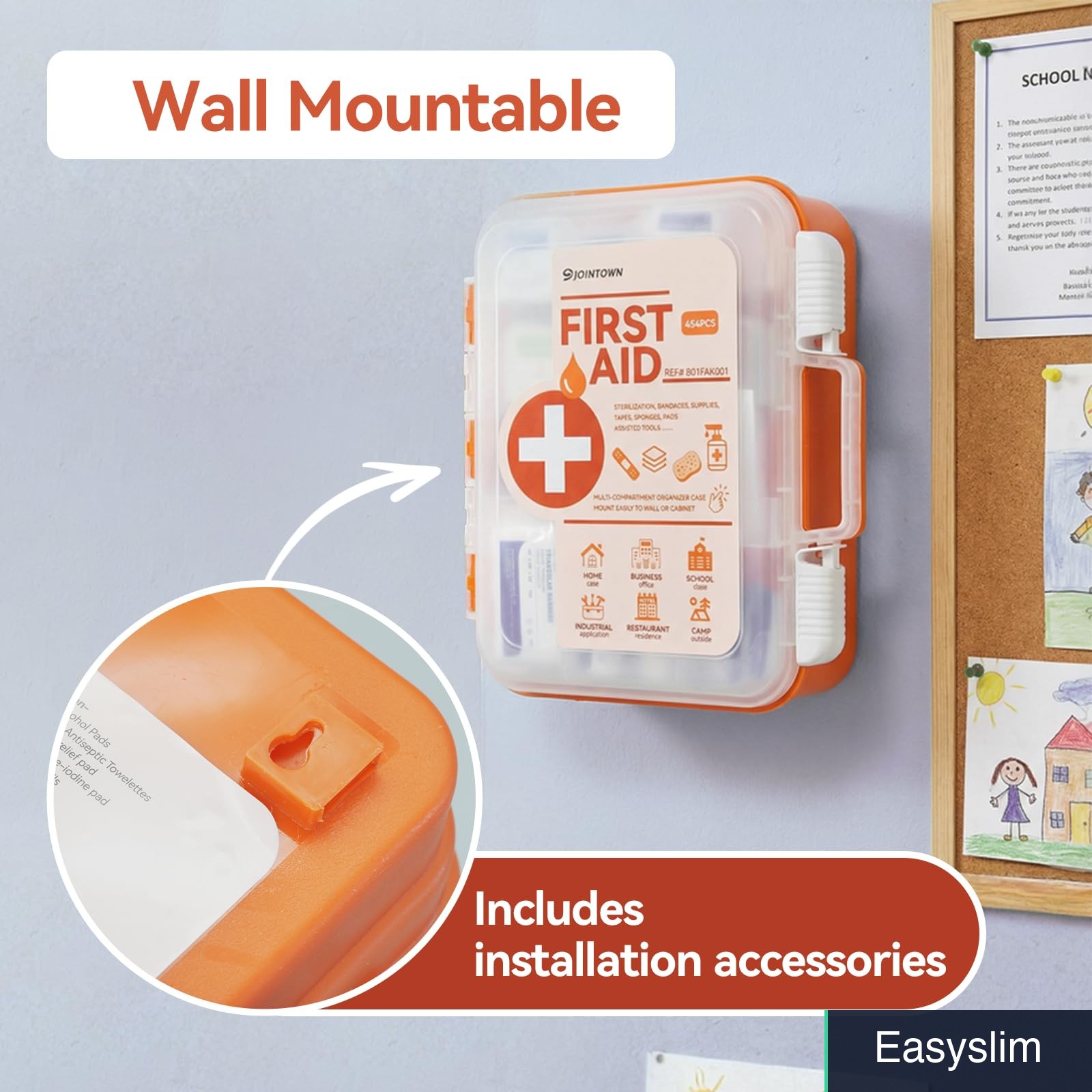 First Aid Kit 454 Pieces All-Purpose Orange Double Compartment