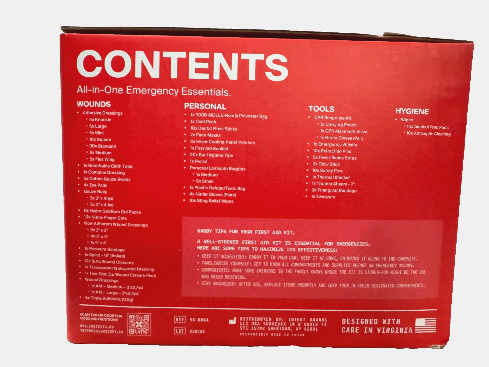 Survive X Large First Aid Kit Color Coded for Car Travel Home Camping Backpack