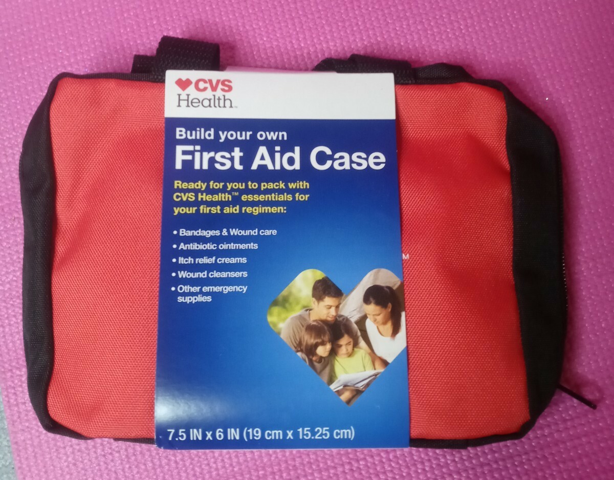 CVS Build Your Own First Aid Kit Case 7.5in x 6in Red Empty Case A1