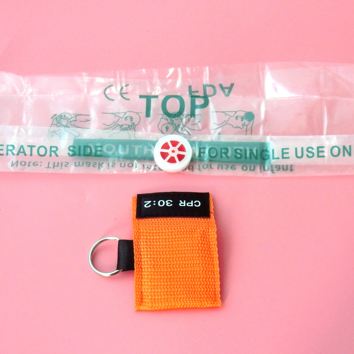 200PCS 6 COLORS CPR MASK ONE-WAY VALVE KEYCHAIN POUCH CPR 30:2 AED FIRST AID
