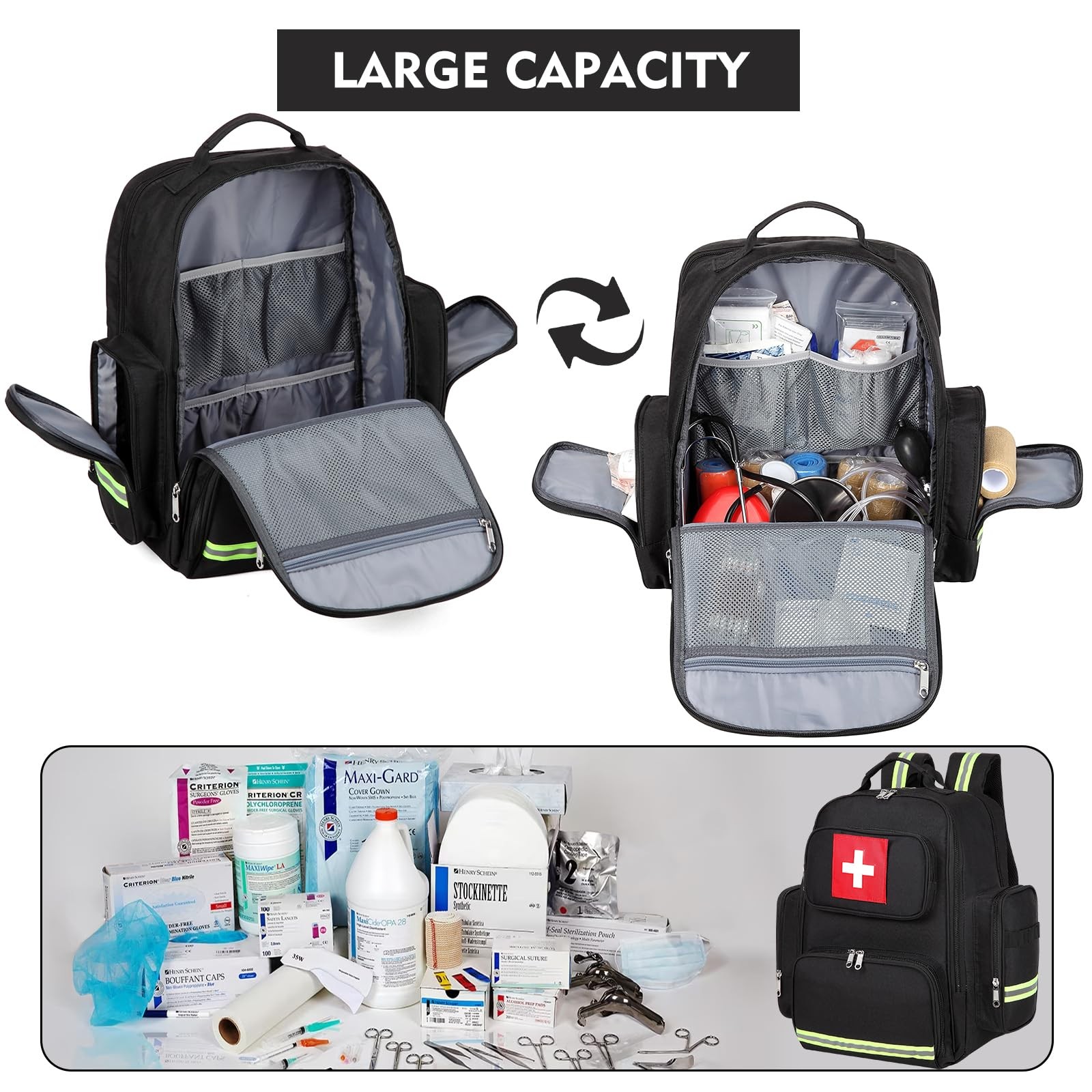 First Aid Backpack Medical Emt First Responder Bag Empty Ems Emergency Home H…