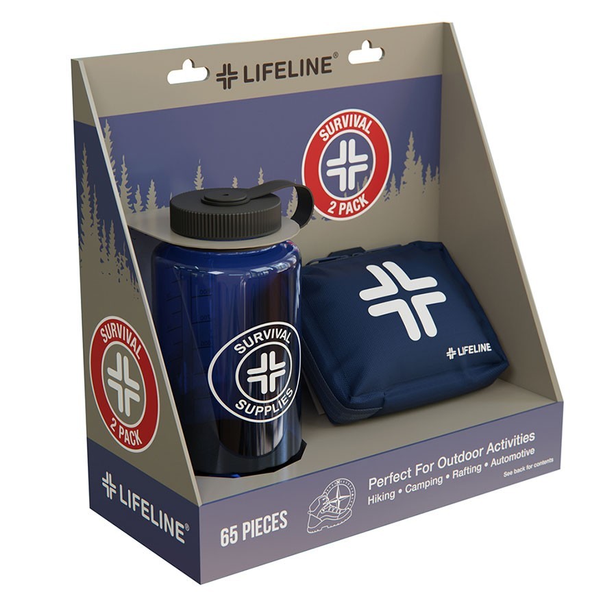 Lifeline 4110 Survival First Aid Kit 2 Pack Emergency Water Bottle Gear