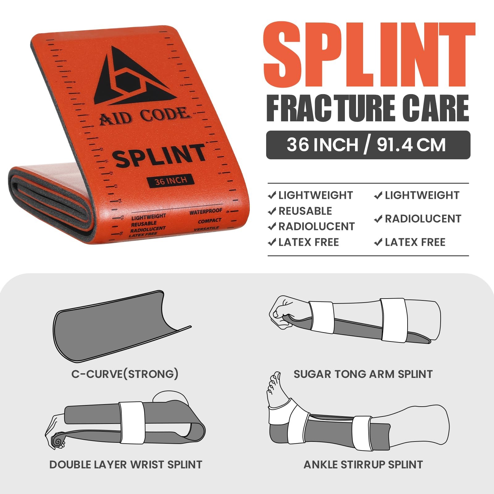 First Aid Splint 36" X 4.3",Emergency Splint Kit for Arm Leg Broken Bones Fra…
