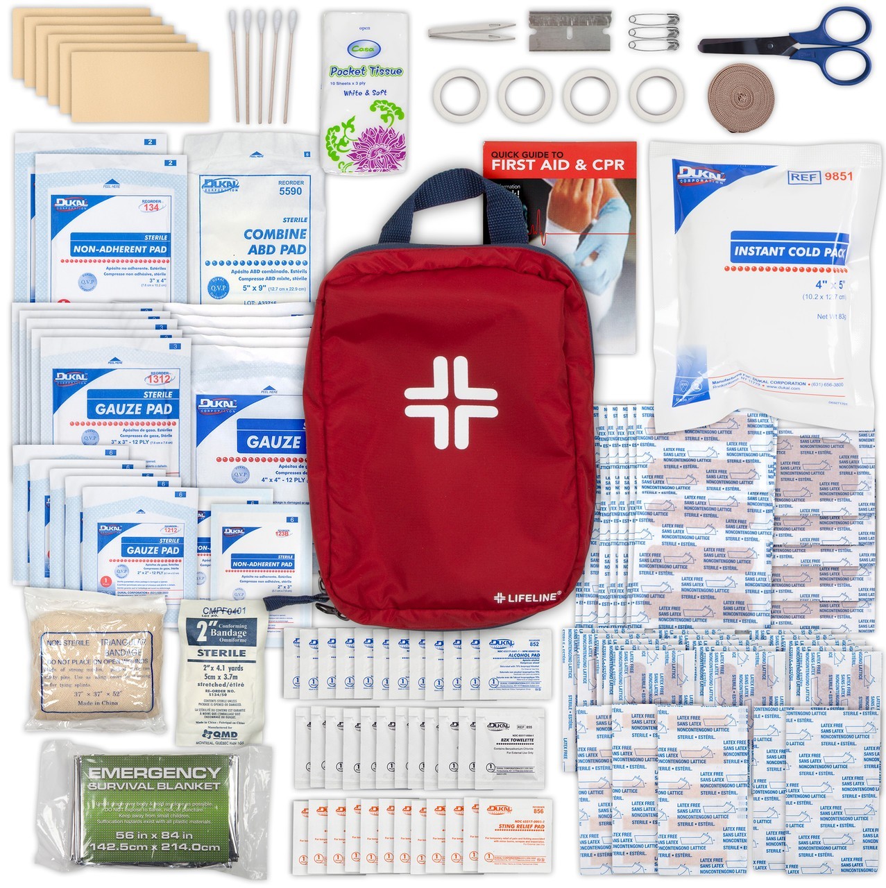 LIFELINE-Base Camp First Aid Kit – 171 Piece for Camping, Hiking, Hunting Etc.