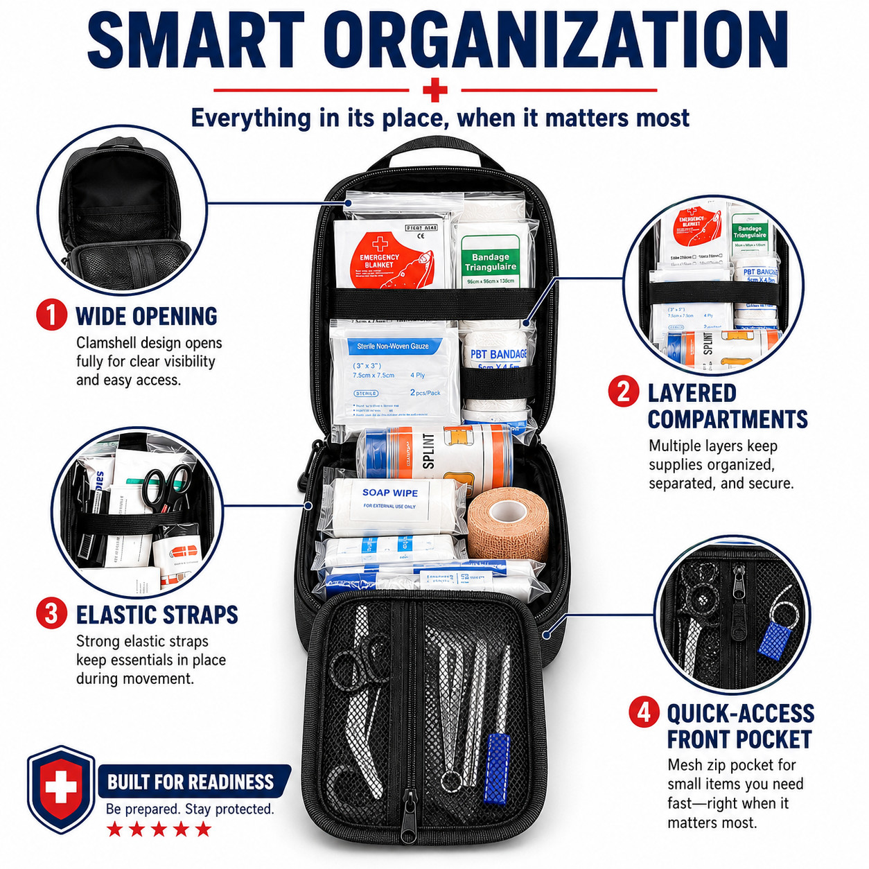 379 PCS Emergency Trauma First Aid Kit with Tourniquet for Car Camping