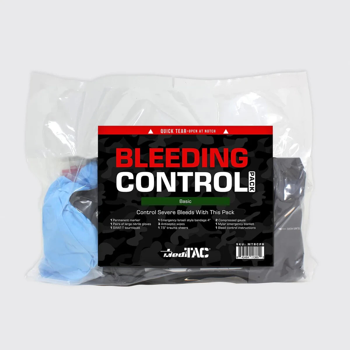 MediTac Basic Bleeding Control Pack First Aid Kit Tourniquet Bandages Stocked