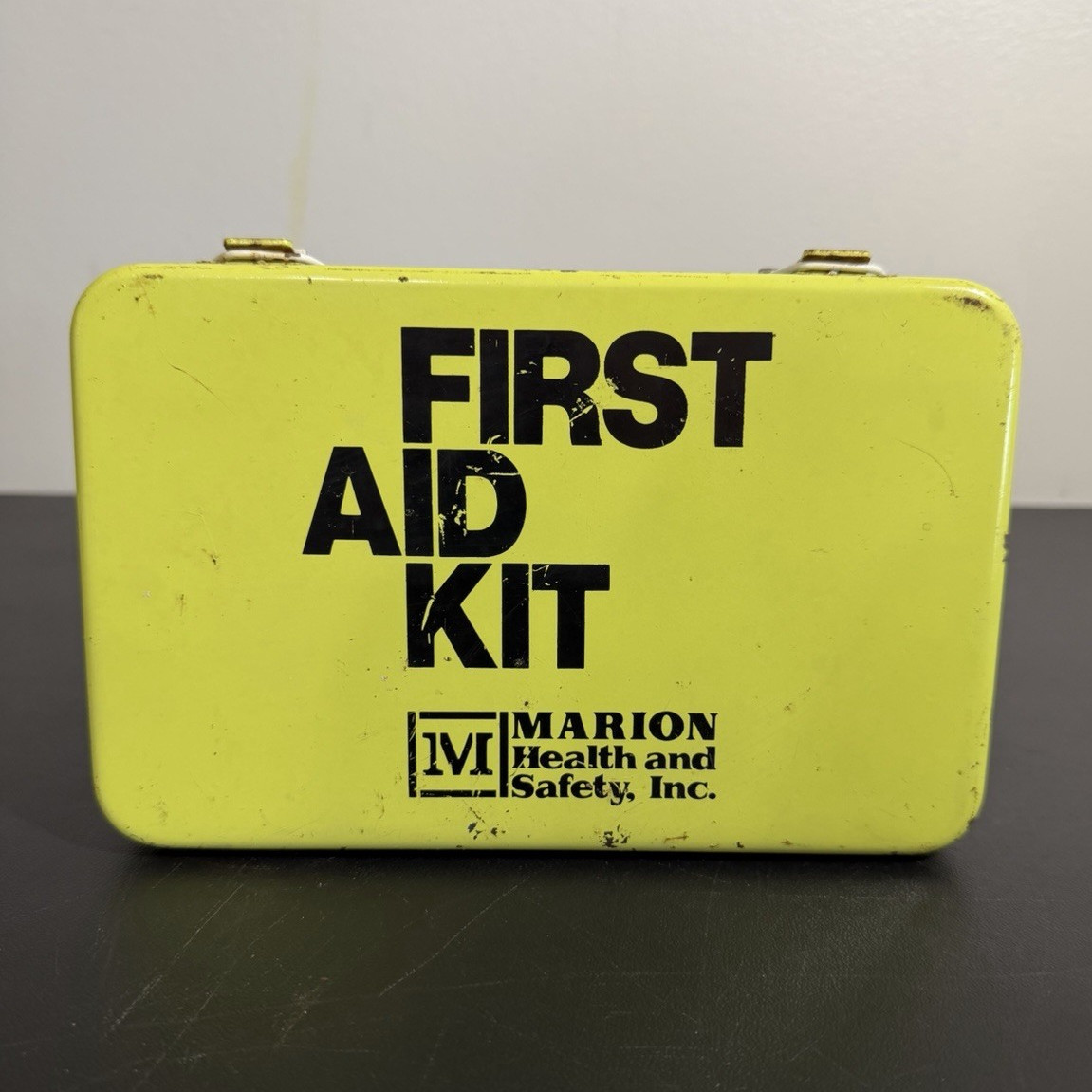 Marion Health and Safety, Inc. First Aid Kit Metal Case Yellow/White w/ Eye Wash