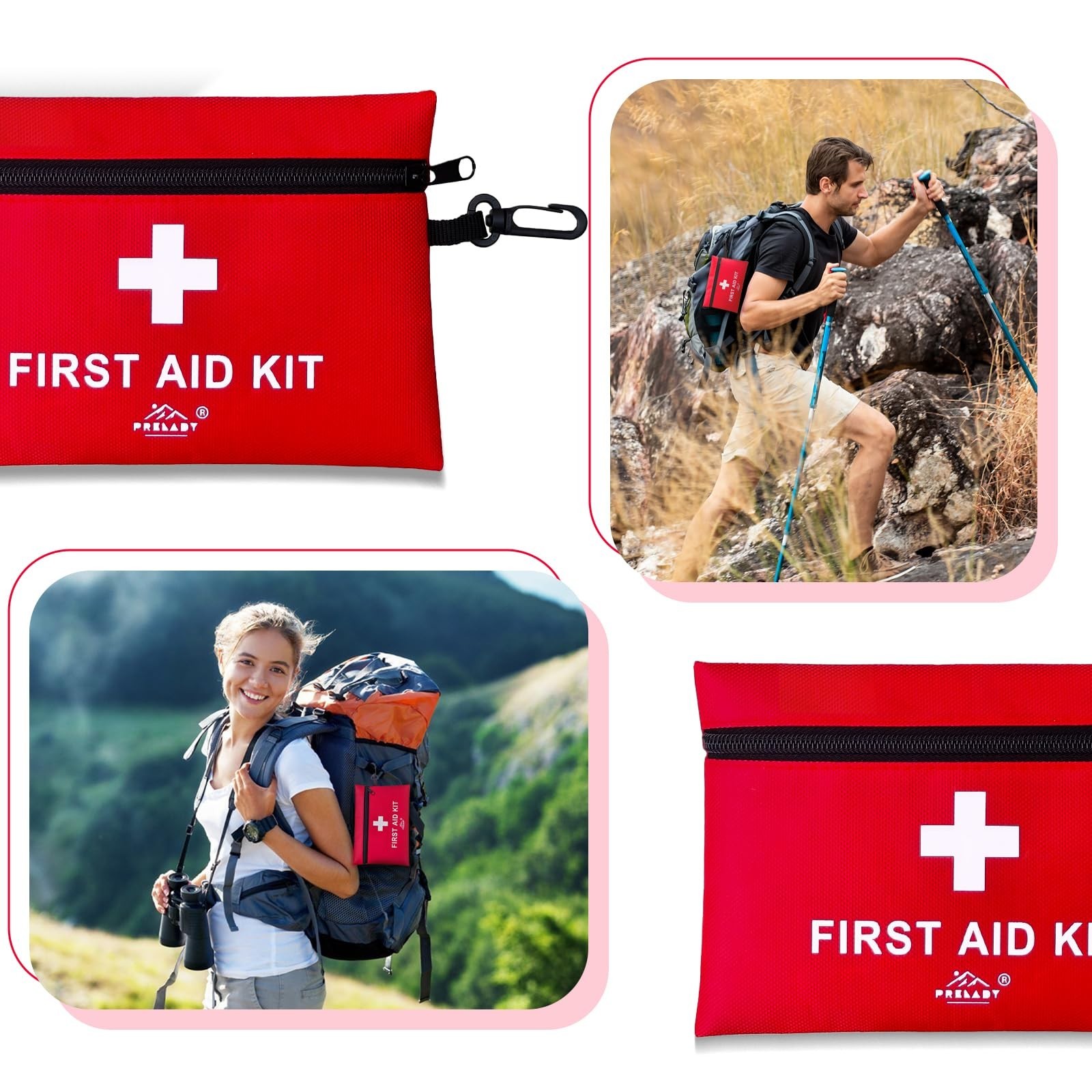 152 Piece Compact First Aid Kit TSA Approved – Travel, Camping, Sports – Red