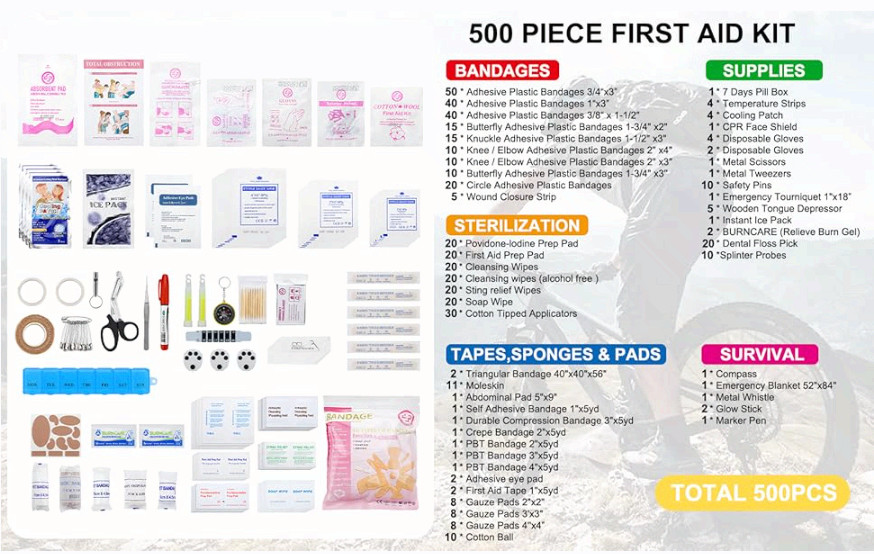 Professional 500-Piece First Aid Kit for Home, Car, Travel & Outdoor Emergencies