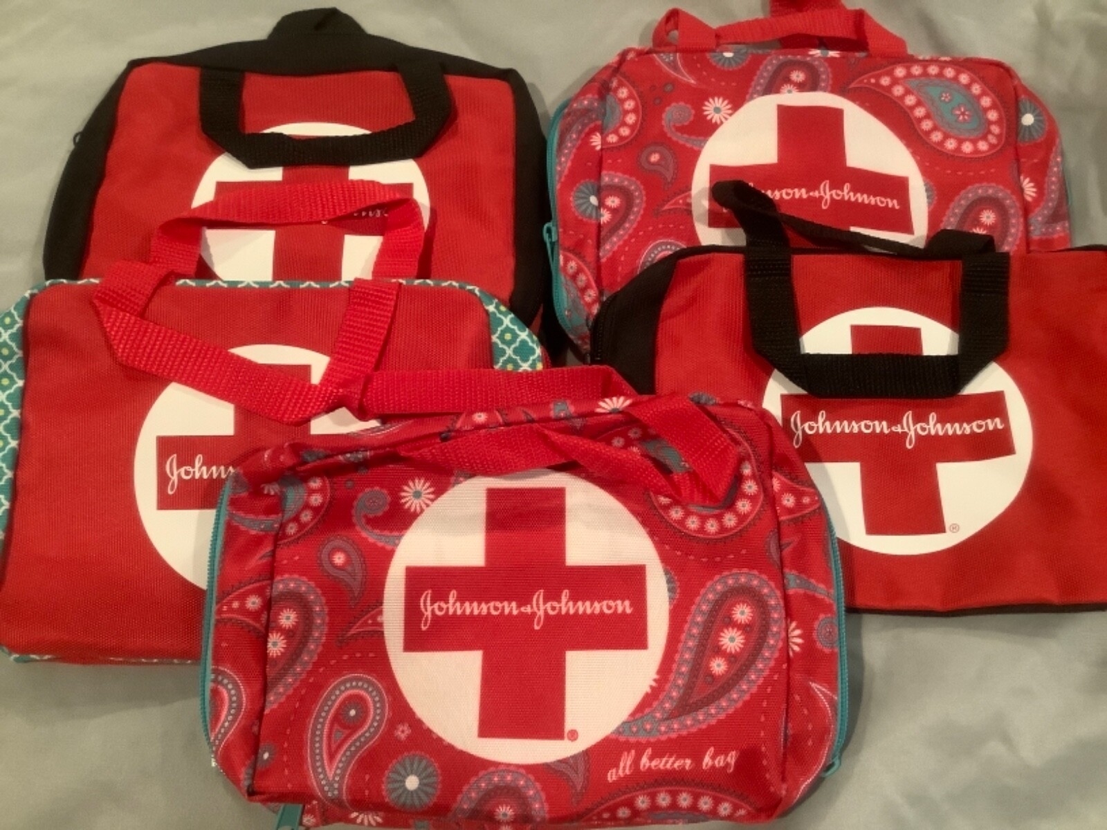 5 Johnson + Johnson Build Your Own 1st First Aid Bags Empty Soft Side Zipper