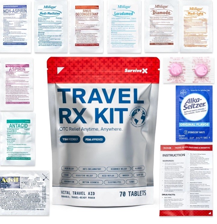 SurviveX Travel Medicine Kit – Compact TSA-Approved Medication Pack for Trave…