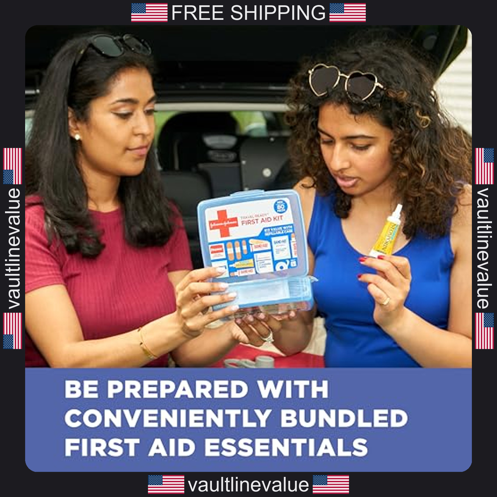 Band-Aid travel first aid kit 80 pieces emergency wound care supplies for home