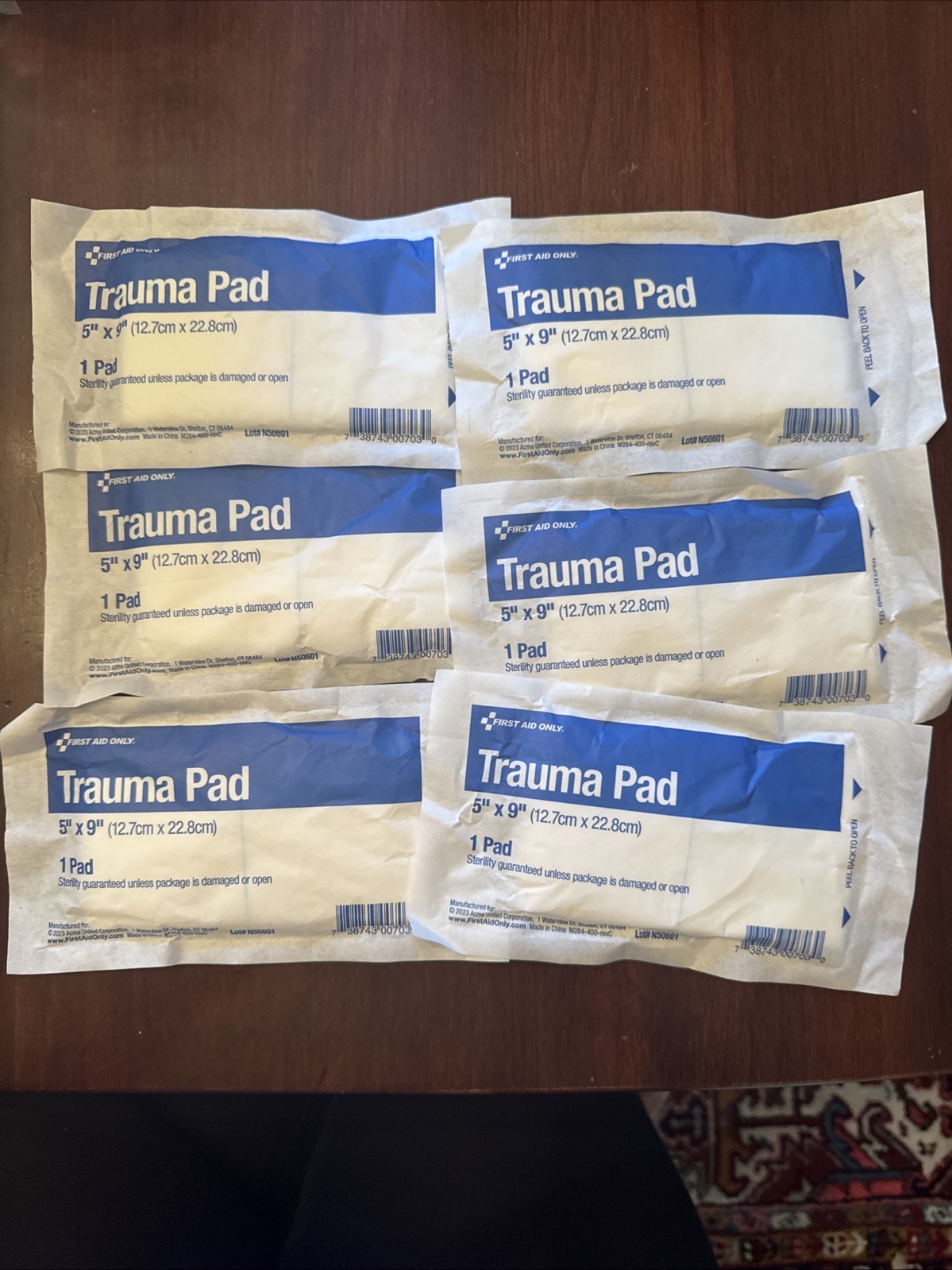 First Aid Only Latex-Free Trauma Pad Refill Set – 6 Sterile 5×9 Inch Pads