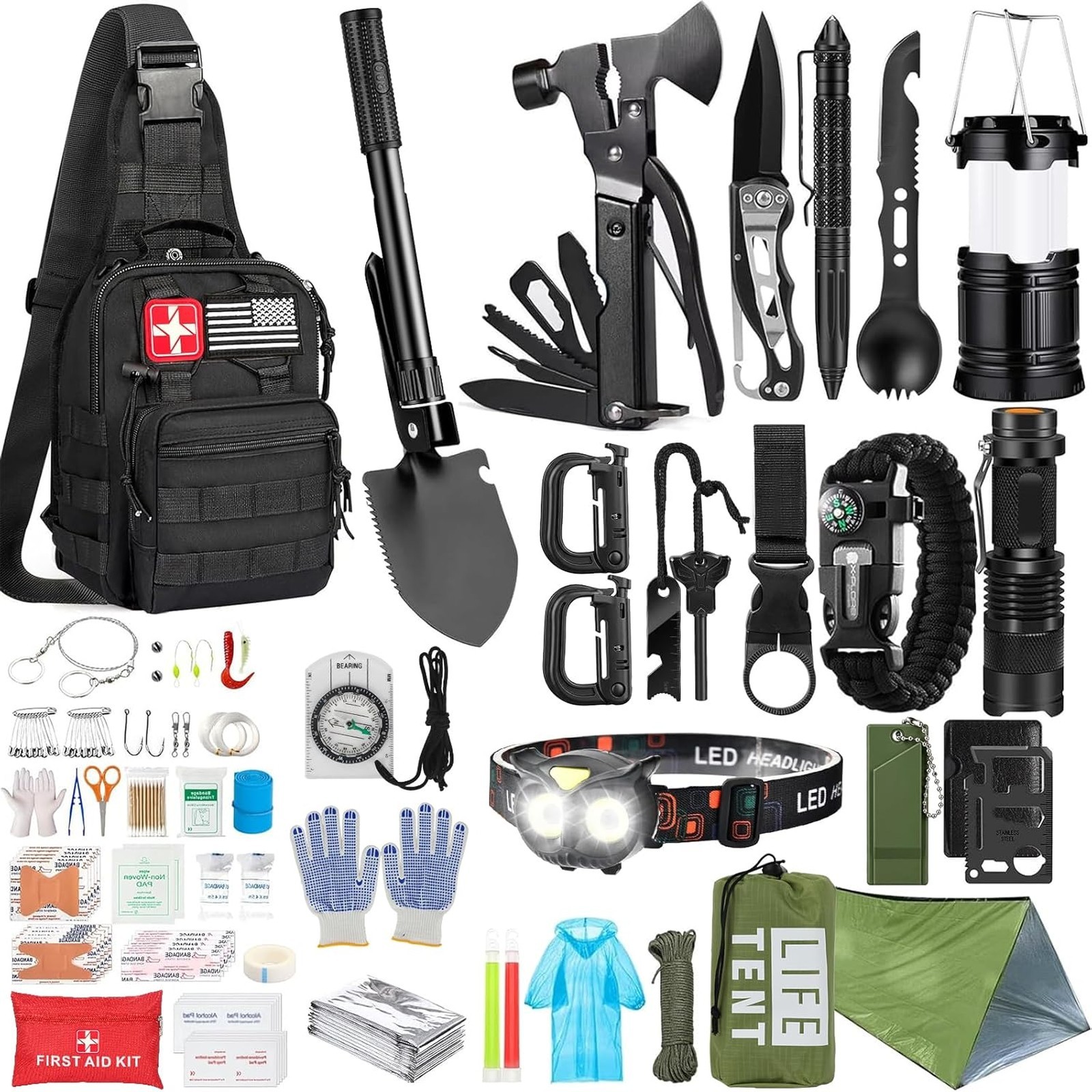 Survival Kit 294 Pcs Survival Gear First Aid Kit with Molle System Bag Emergency