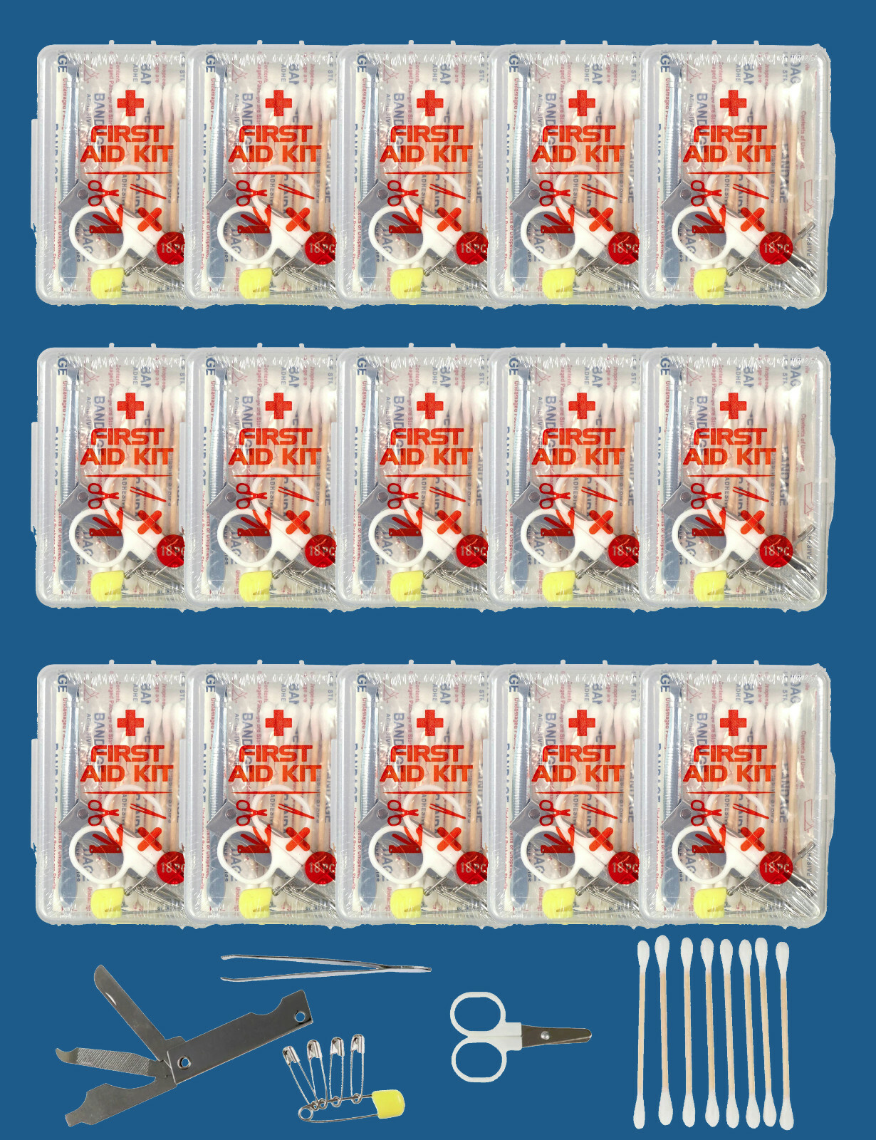 LOT (15) of 18pc FIRST AID KITS — SHIPS SAME DAY