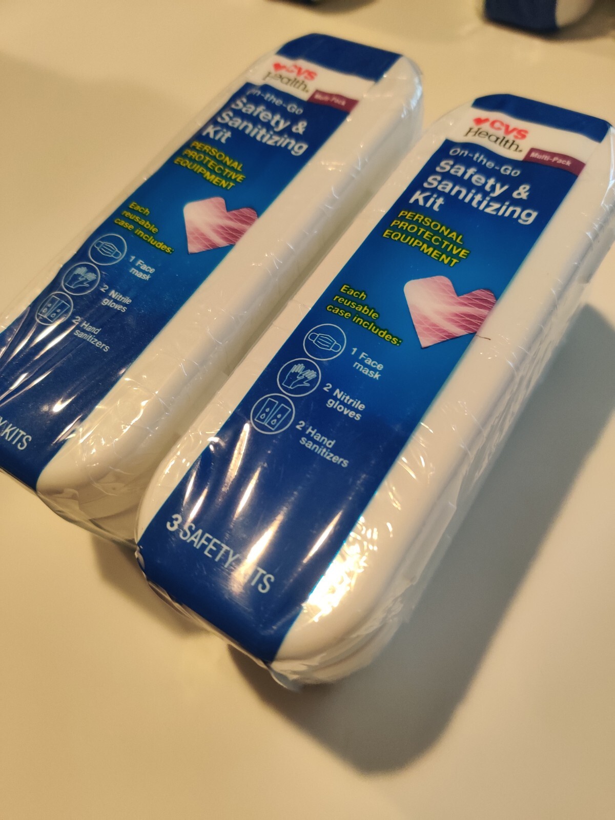 Lot of 2 New sealed ! CVS Health On-The-Go Safety & Sanitizing Kit, 3 CT