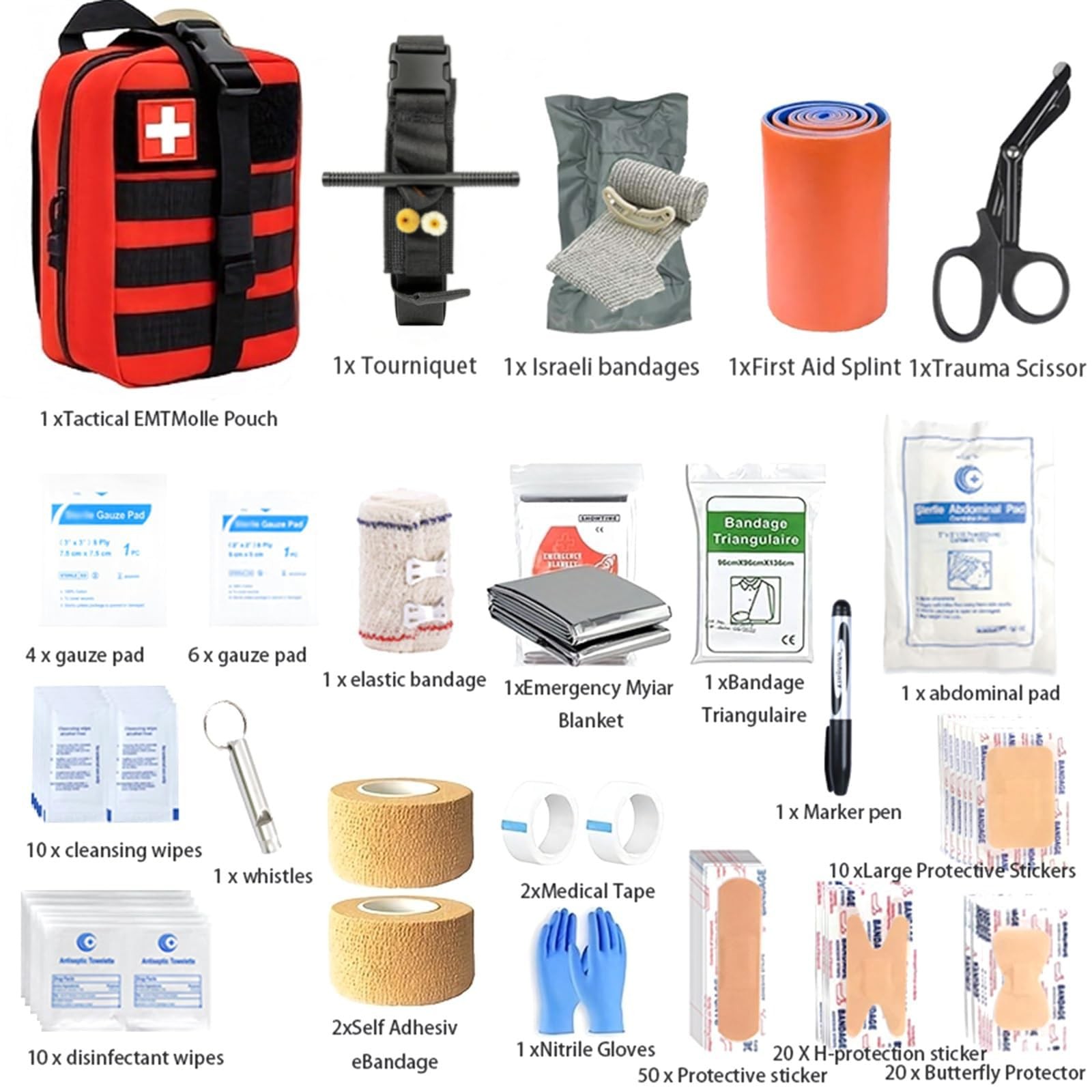 IFAK Trauma Kit with Compression Strap, 6-Inch Bandage, Splint, Outdoor First…