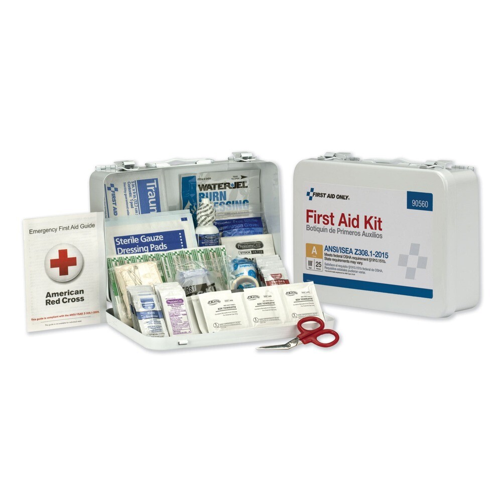 FAO 90560 Metal Case ANSI Class A 25 Person Bulk First Aid Kit (89-Piece/KT) New