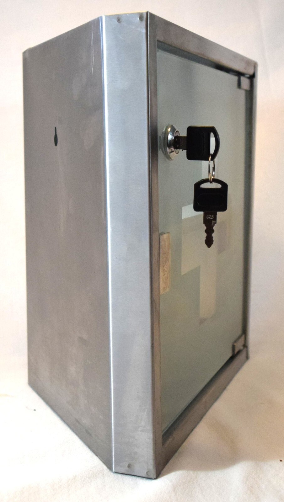 Corner Wall Mount Stainless Steel Medicine First Aid Cab Locking Glass Door Dent