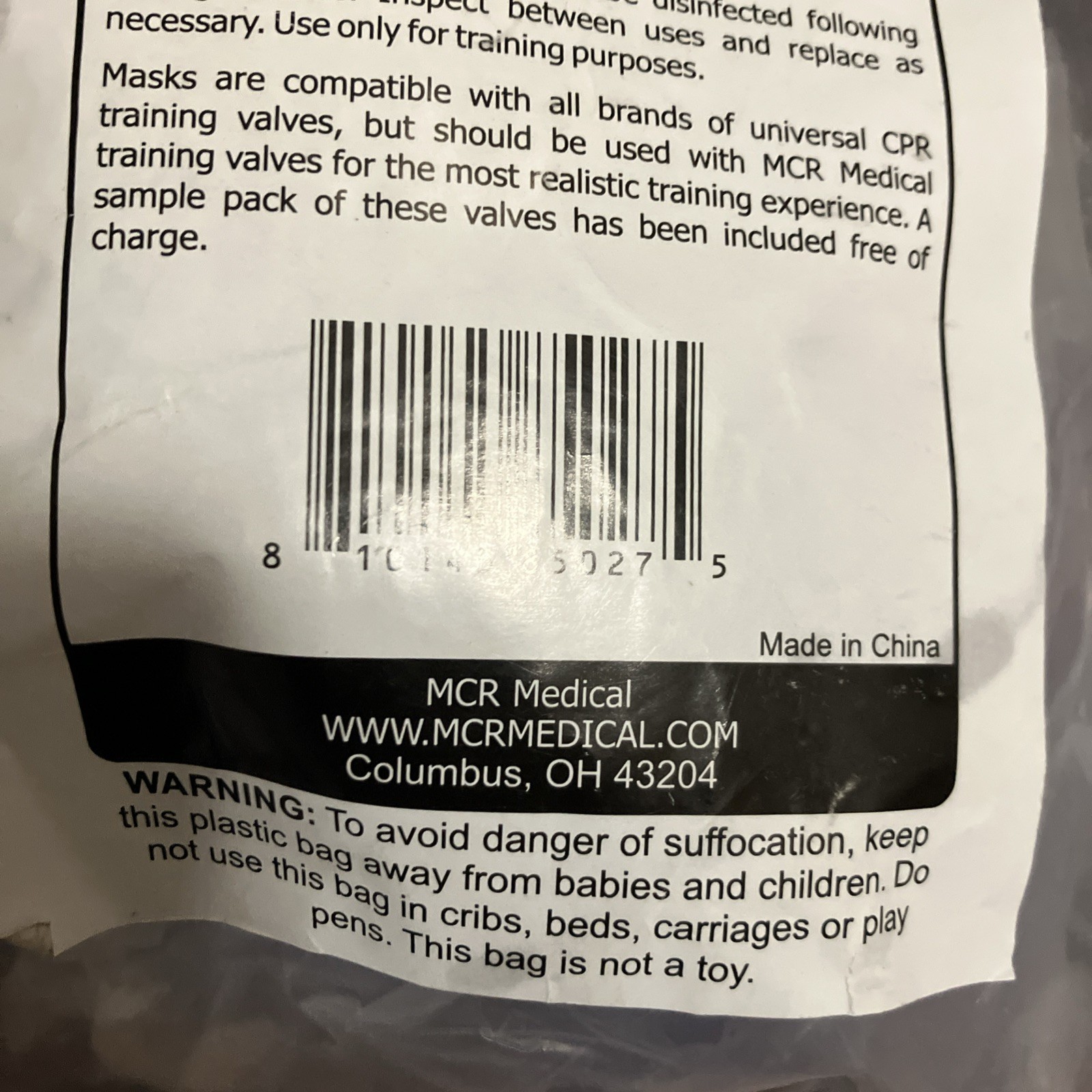 MCR MEDICAL Combo Pack of CPR Training Masks, 5 Adult & 5 Infant w/ Valves #4475