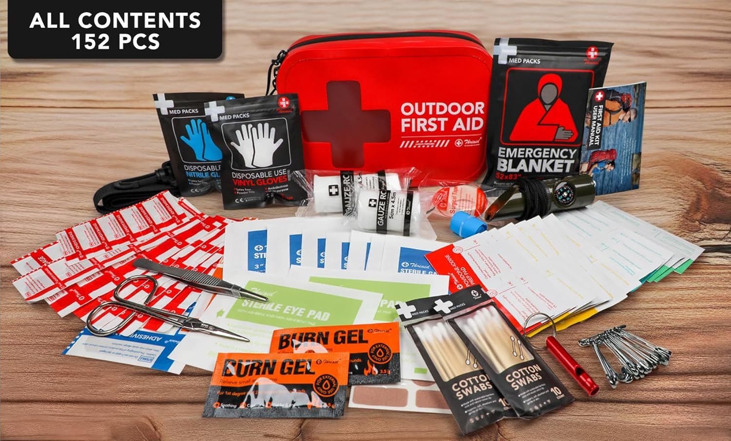 152 PCS Waterproof First Aid Kit, Portable Small Boat Dry Bag Bug Out Bags, Emer